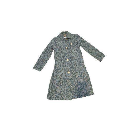 Twinkle By Wenlan Jacket Womens Size Medium Blue Floral Textured Long Overcoat . - Picture 1 of 9